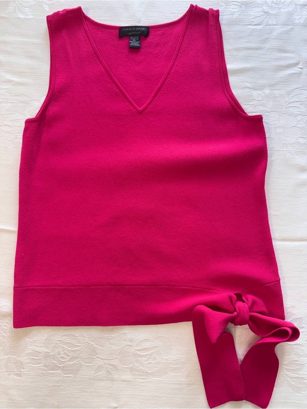 Cable & Gauge Petites Pink Tank Top PM V-Neck Y2K Stretchy Vintage Office Chic